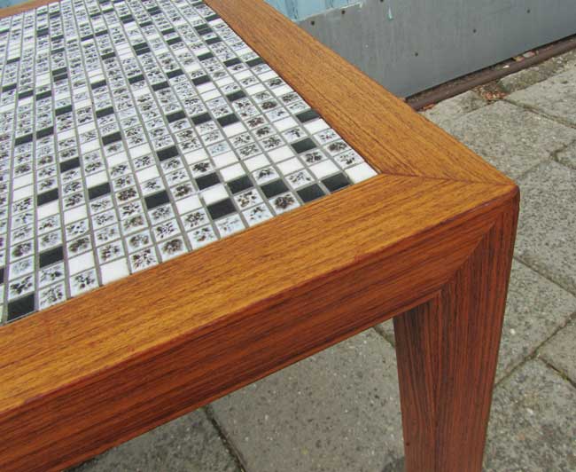 Vintage teak mozaiek salontafel Vintage teak mozaiek salontafel
