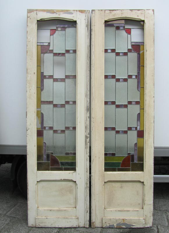 Super Hoge antieke paneeldeuren met glas in lood GT-15