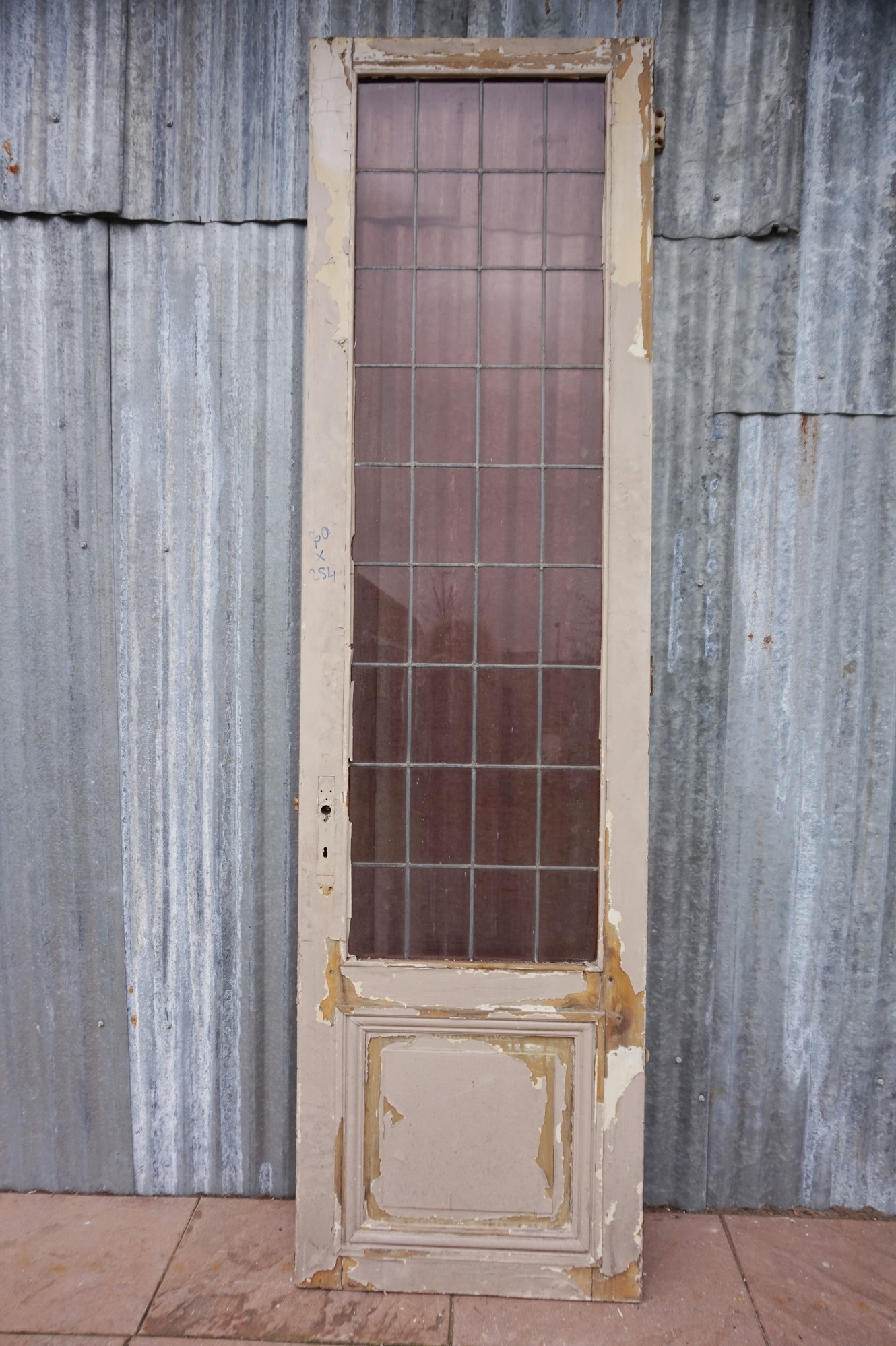 Wonderbaar Hoge oude verweerde glas in lood deur, antieke deur YY-53