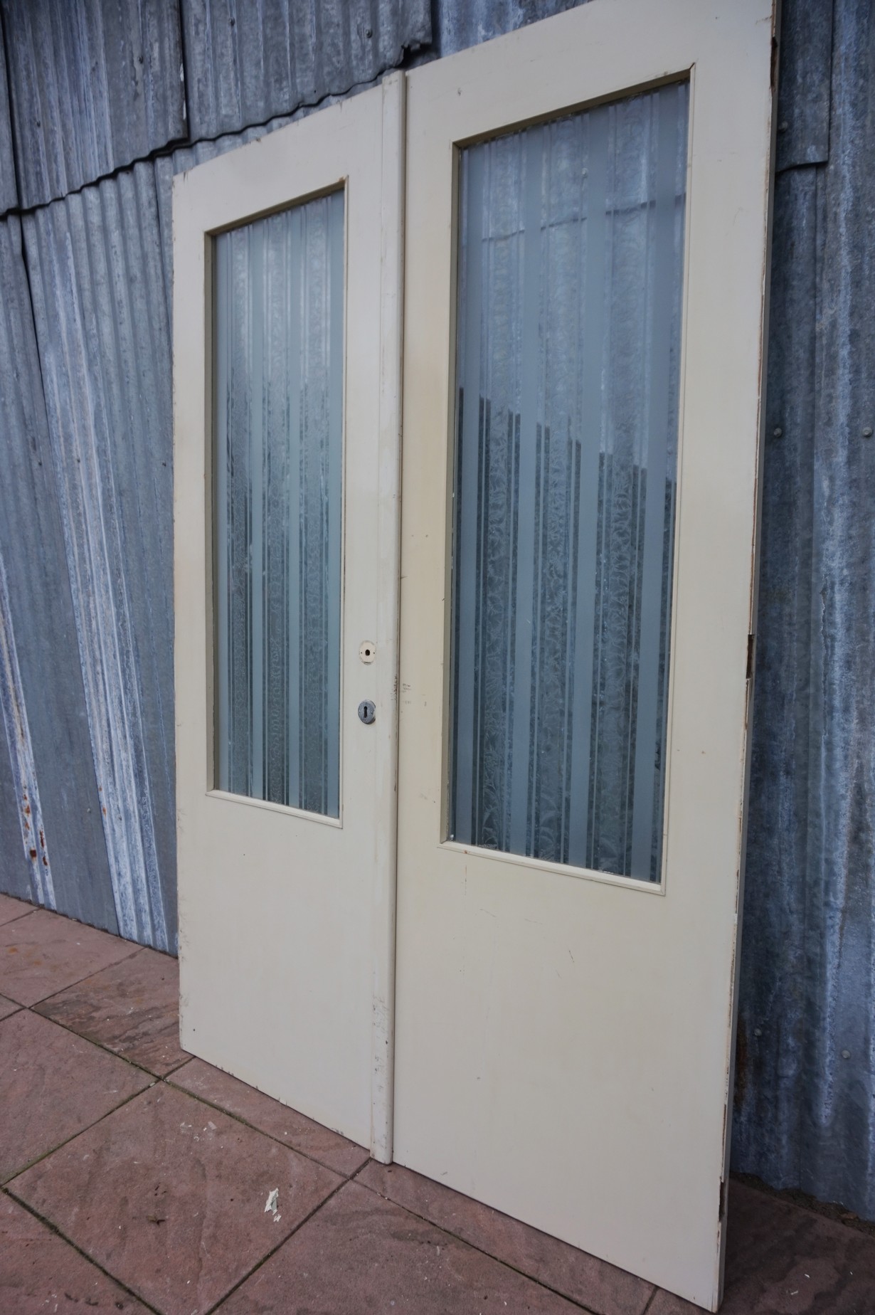 Onwijs set of old solid wooden doors with striped glass, kitchen RQ-35