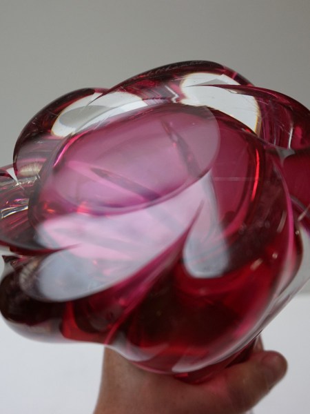Val-Saint-Lambert-crystal-glass-table-lamp-pink-twisted-purple-roze-mid-century-sculpture-vintage