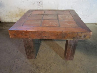 Rustieke Franse tegeltafel, antique Frech tile table