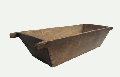 Antieke doorleefde grote houten trog/bak, antique wooden trough