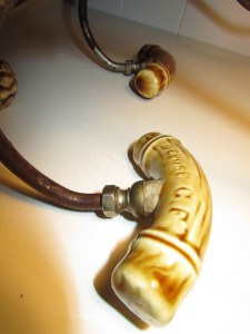 Antique French Ceramic Hooks, faux bamboo