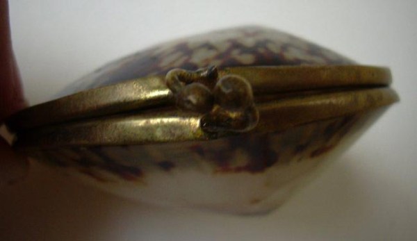 Antiek klein schelpen portemonneetje, antique victorian shell purse, pill box