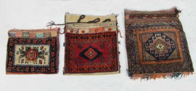 Antique/Vintage Collection of 3 Persian Oriental Saddlebags / Pillows