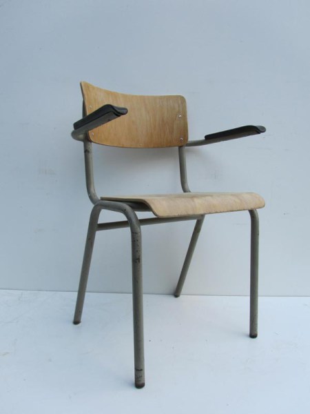 Vintage schoolstoelen, bureaustoelen, sledestoelen, 1 met armleuning