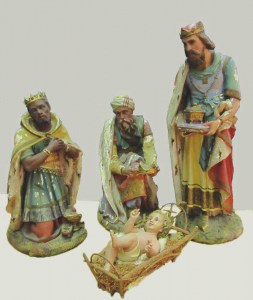 Antieke beelden kerstgroep Drie Koningen, Drie Wijzen