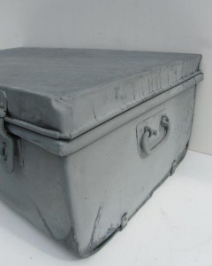 Brocante vintage zinken kist/koffer