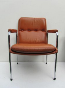4 vintage cognac leren lounge stoelen, conference chairs, office chairs