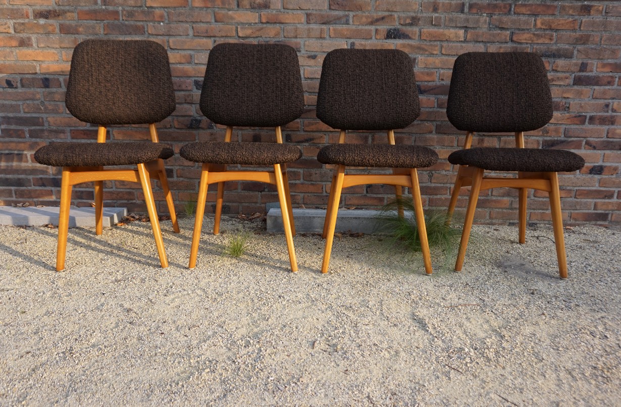 Vintage Scandinavische stoelen, eetkamerstoelen beukenhout